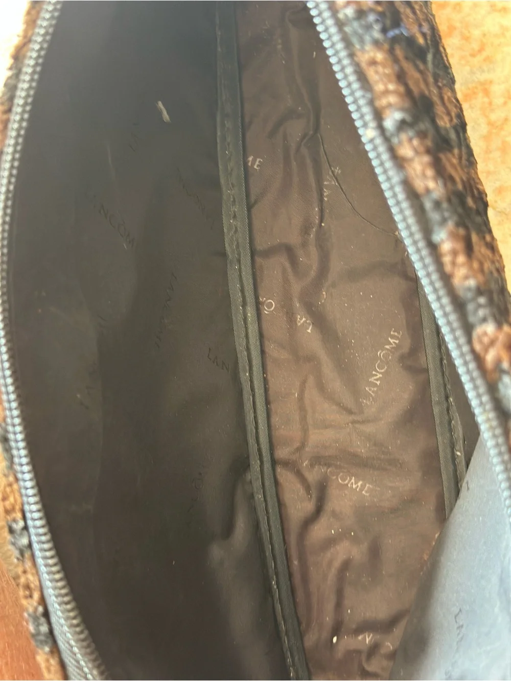 Lancome Brown and Black Textured Fur Wristlet
